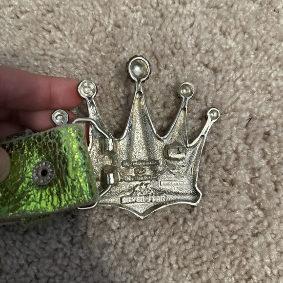 Bridget Mcbling Green Studded Belt with Crown Buckle - Picture 4 of 5